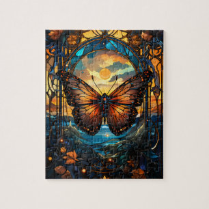  gebrandschilderde glasstijl vlinder legpuzzel