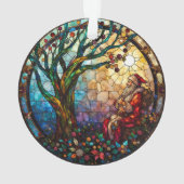 Gebrandschilderde glazen Kerstman Levensboom Ornament (achterkant)