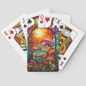 Gebrandschilderde glazen paddenstoelen Zonsopgang Pokerkaarten (Achterkant)
