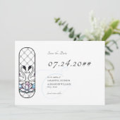 Gebrandschilderde Grillen Zwanen Waterlelies Bruil Save The Date (Staand voorkant)