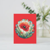 Gebrandschilderde Klaproos Briefkaart (Staand voorkant)