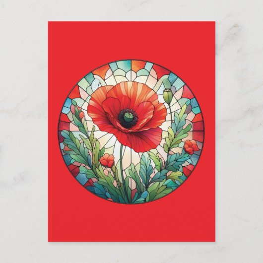 Gebrandschilderde Klaproos Briefkaart (Voorkant)