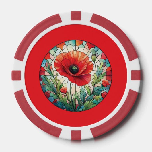 Gebrandschilderde klaproos poker chips (Voorkant)