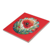 Gebrandschilderde klaproos tegeltje (Zijkant)