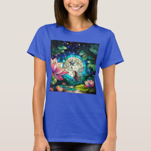 Gebrandschilderde kleine fee met libel t-shirt