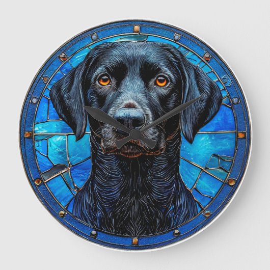 Gebrandschilderde labrador grote klok (Voorkant)