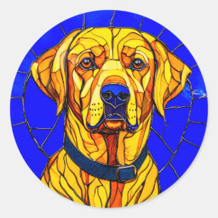 Gebrandschilderde labrador ronde sticker