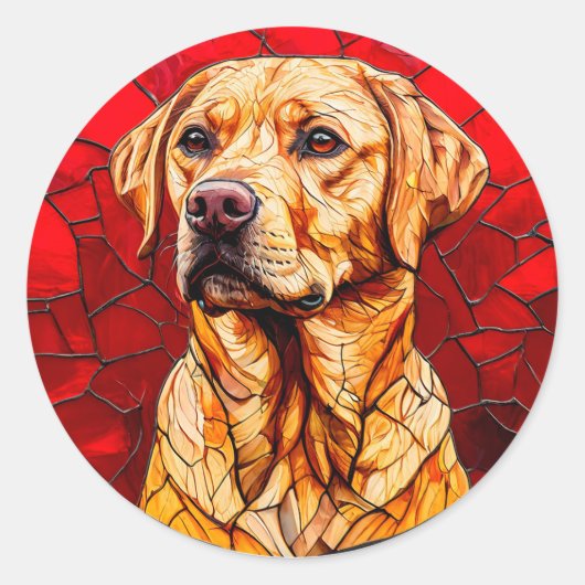 Gebrandschilderde labrador ronde sticker (Voorkant)