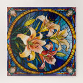 Gebrandschilderde lelies legpuzzel (Horizontaal)