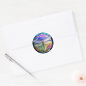 Gebrandschilderde libel  ronde sticker (Envelop)