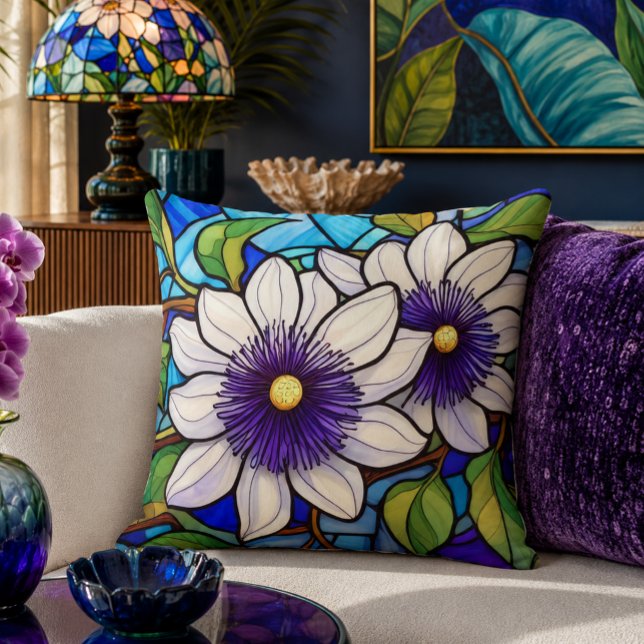Gebrandschilderde lilikoi-passiebloem kussen (Creator heeft geüpload)