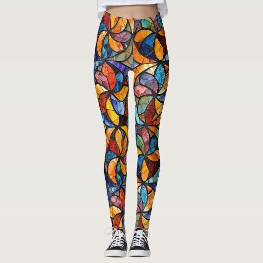 Gebrandschilderde mozaïek pop modelegging leggings (Voorkant)