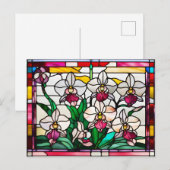 Gebrandschilderde Orchidee Bloemen Briefkaart (Voorkant / Achterkant)
