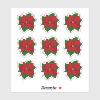 Gebrandschilderde poinsettia sticker