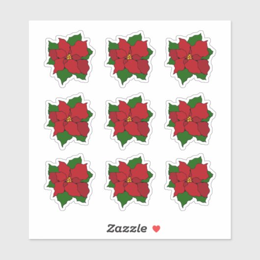 Gebrandschilderde poinsettia sticker (Vel)