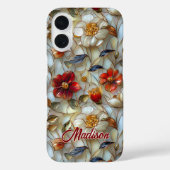 Gebrandschilderde rode bloemen Case-Mate iPhone case (Achterkant)