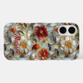 Gebrandschilderde rode bloemen Case-Mate iPhone case (Achterkant (horizontaal))