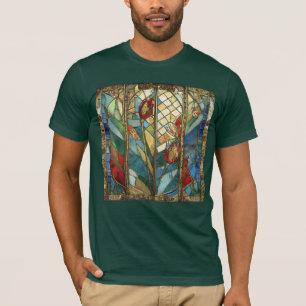 Gebrandschilderde Rode Hoofdklaprozen bij Zonsopga T-shirt