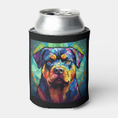Gebrandschilderde Rottweiler Blikjeskoeler (Blikje Voorkant)