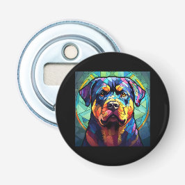 Gebrandschilderde Rottweiler Button Flesopener
