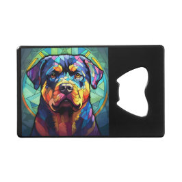 Gebrandschilderde Rottweiler Creditkaart Flessenopener