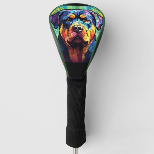 Gebrandschilderde Rottweiler Golfheadcover (Voorkant)