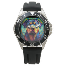 Gebrandschilderde Rottweiler Horloge