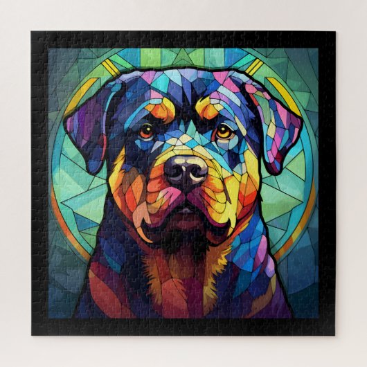 Gebrandschilderde Rottweiler Legpuzzel (Verticaal)