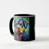 Gebrandschilderde Rottweiler Mok (Voorkant links)
