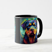 Gebrandschilderde Rottweiler Mok (Voorkant rechts)