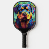 Gebrandschilderde Rottweiler  Pickleball Paddle (Achterkant)