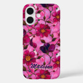 Gebrandschilderde roze rode bloemen Case-Mate iPhone case (Achterkant)