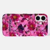Gebrandschilderde roze rode bloemen Case-Mate iPhone case (Achterkant (horizontaal))