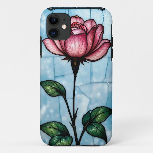 Gebrandschilderde roze roos Case-Mate iPhone case (Achterkant)