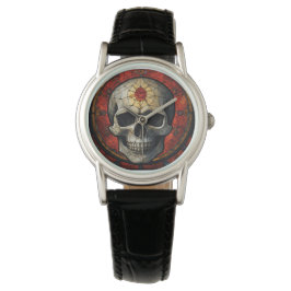 Gebrandschilderde Schedel Horloge
