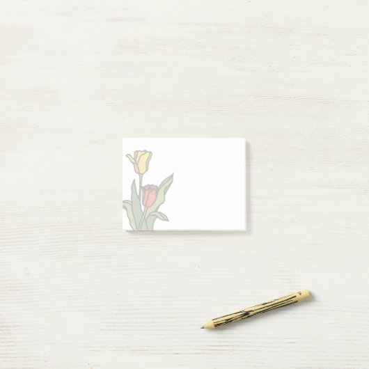 Gebrandschilderde tulpen post-it® notes (Op bureau)