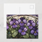 Gebrandschilderde violette bloemen briefkaart (Voorkant / Achterkant)