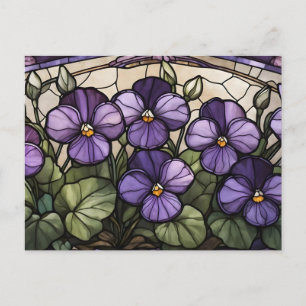 Gebrandschilderde violette bloemen briefkaart