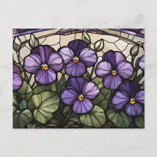 Gebrandschilderde violette bloemen briefkaart (Voorkant)
