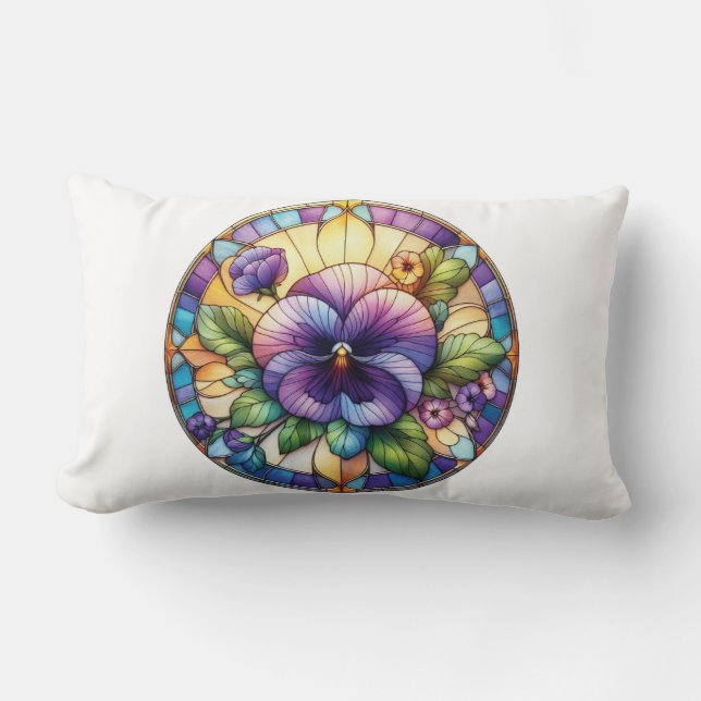 Gebrandschilderde Viooltje Bloem Kussen (Voorkant)