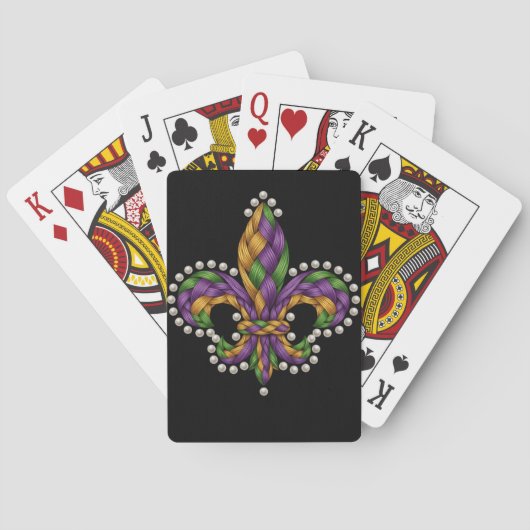 GEBREBDE UITZIENDE MARDI GRAS FLEUR DE LIS POKERKAARTEN (Achterkant)