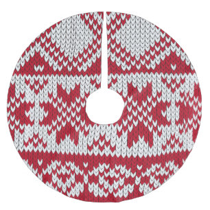 Gebreekt rampenpatroon in rood en wit kerstboom rok