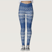 Gebreekt Stitch Pattern5 Navy Blue ID208 Leggings (Voorkant)