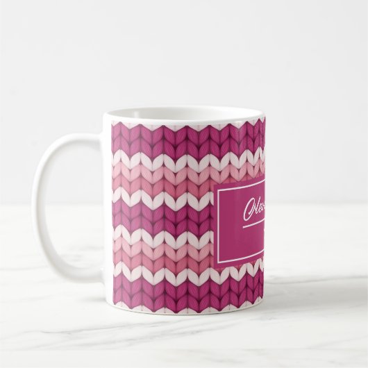 Gebreet Roze Zig Zag Koffiemok (Links)