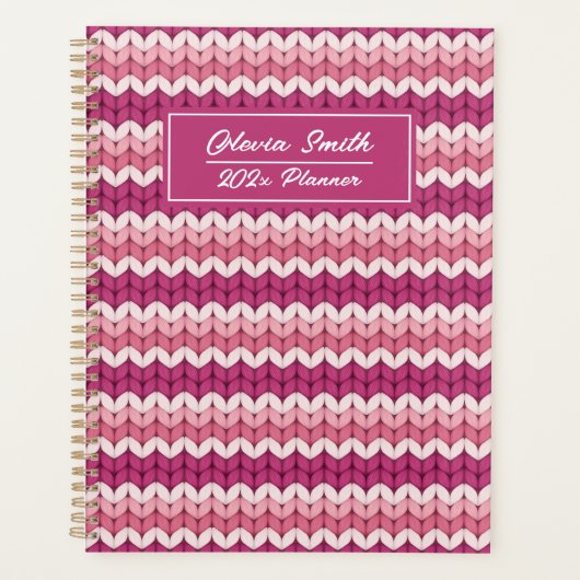 Gebreet Roze Zig Zag Planner (Voorkant)