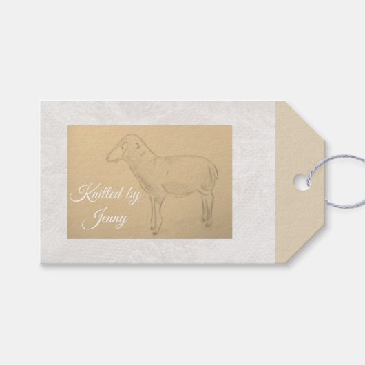 Gebreid door schapen gift/kleding label cadeaulabel (Voorkant (Horizontaal))