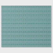Gebreid Elegant Blauw Vrolijk Kerstfeest turquoise Cadeaupapier (Vlak)