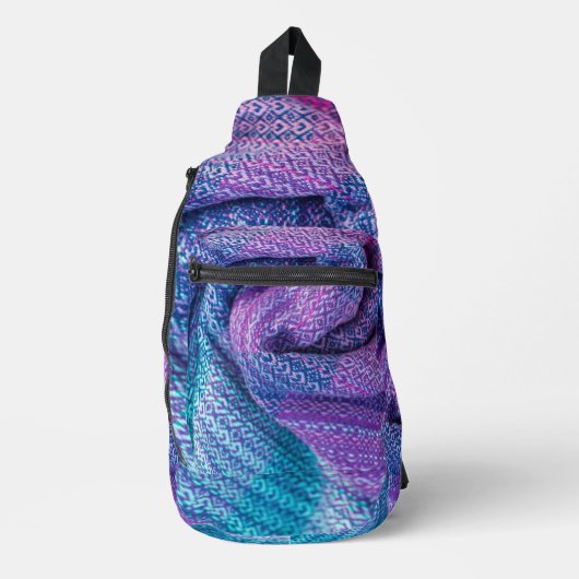 Gebreid Gemengd Paarse en Blauw Sling Bag (Voorkant)