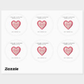 Gebreid hart valentijnsdag ronde sticker (Vel)