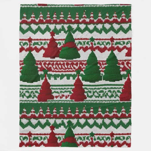 gebreid kerstboompatroon fleece deken (Voorkant)